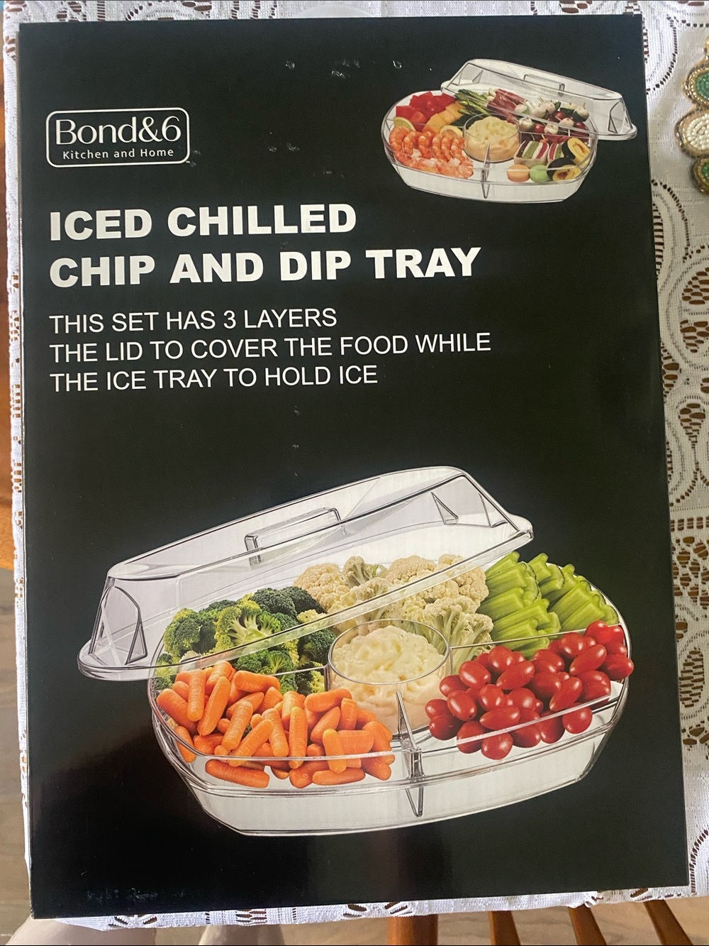 Clear Iced Chilled Chip and Dip Tray - Clear